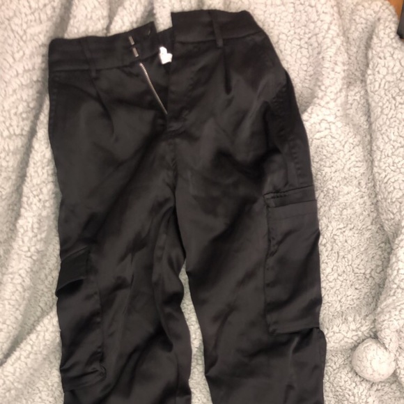 Garage Satin Black Cargo Pants - Picture 1 of 3